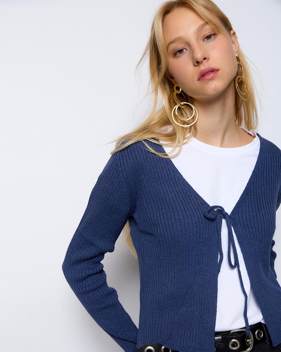 Blue Bow Knitted Jacket