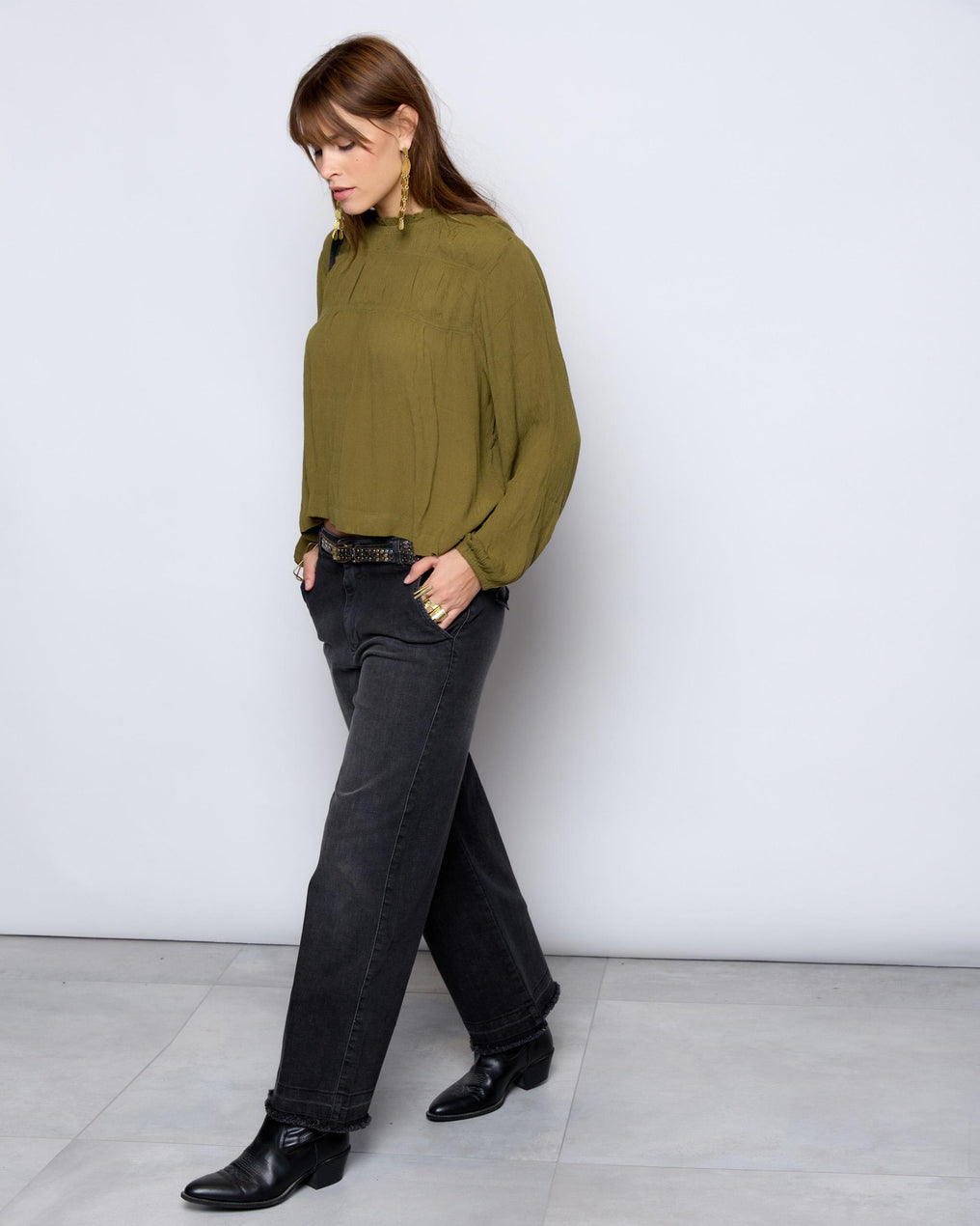 Green Bib Elasticated Blouse