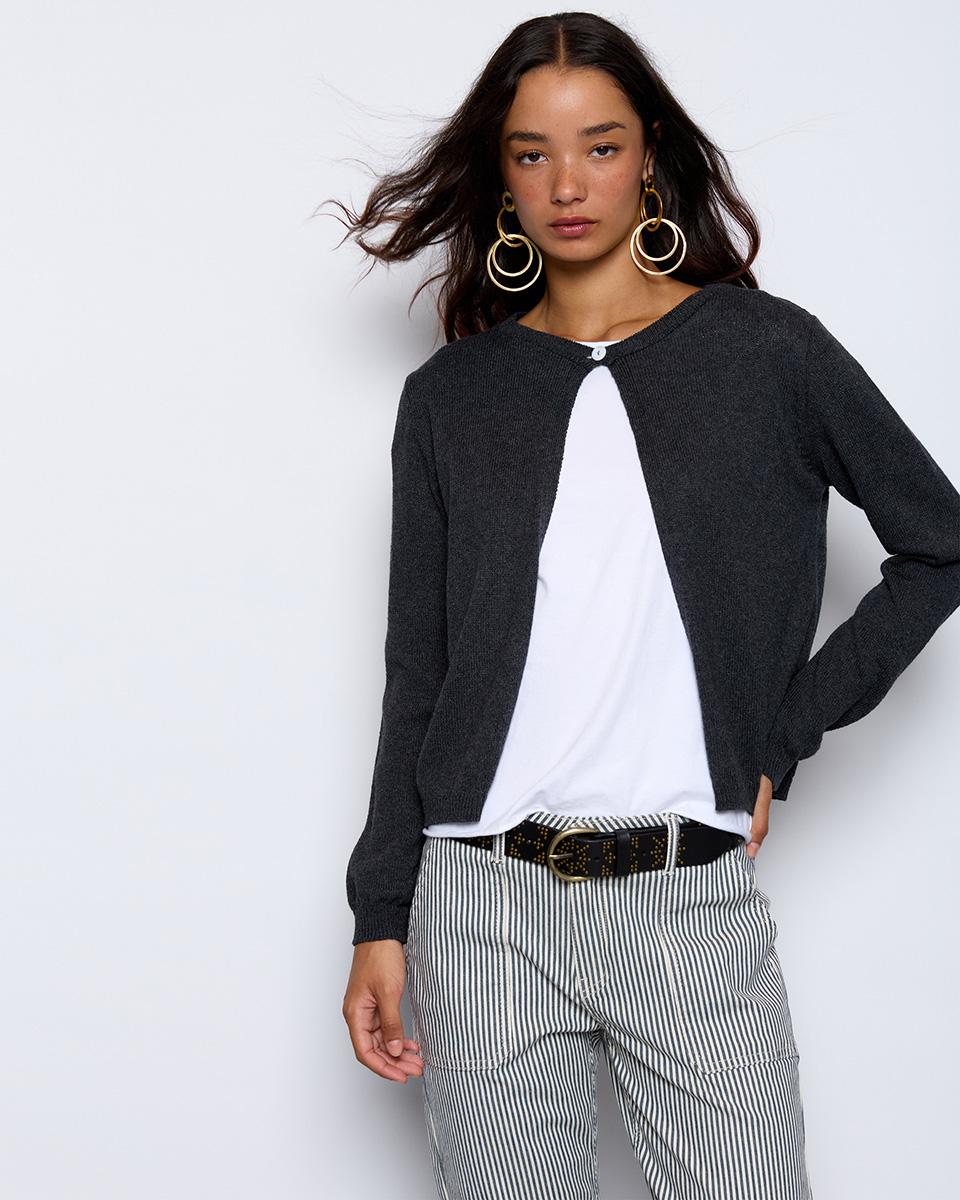 Gray Button Knitted Jacket