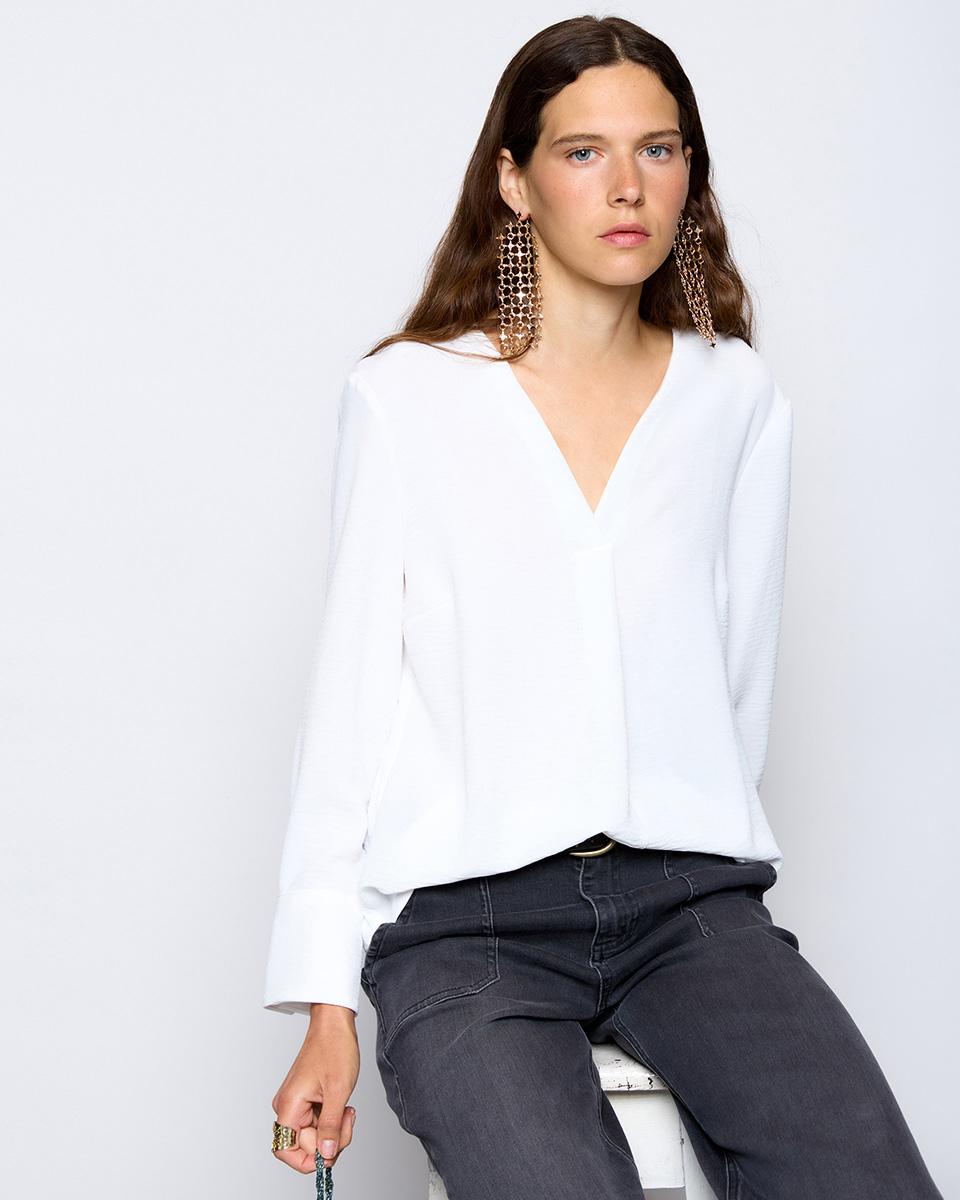 Blusa Escote Pico Blanco - 2