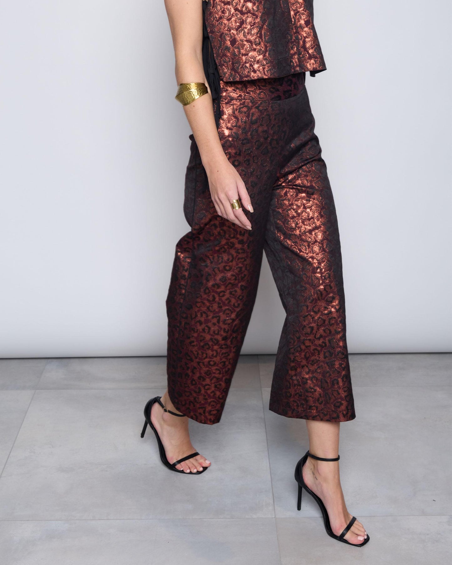 Burgundy Animal Print Trousers