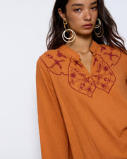 Blusa Bordados Japo Naranja - 2