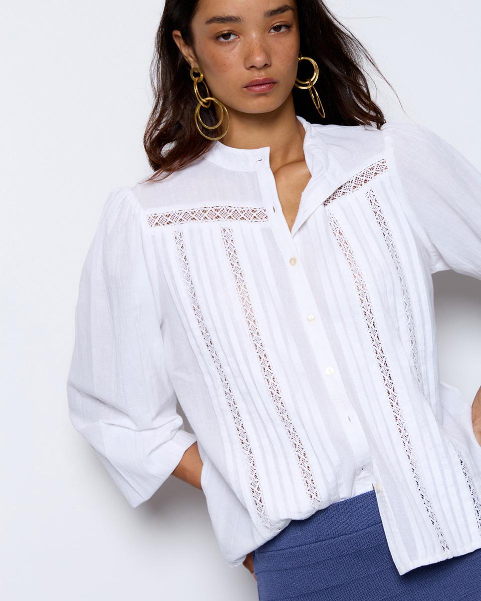 Blusa Antigua Puntillas Crudo