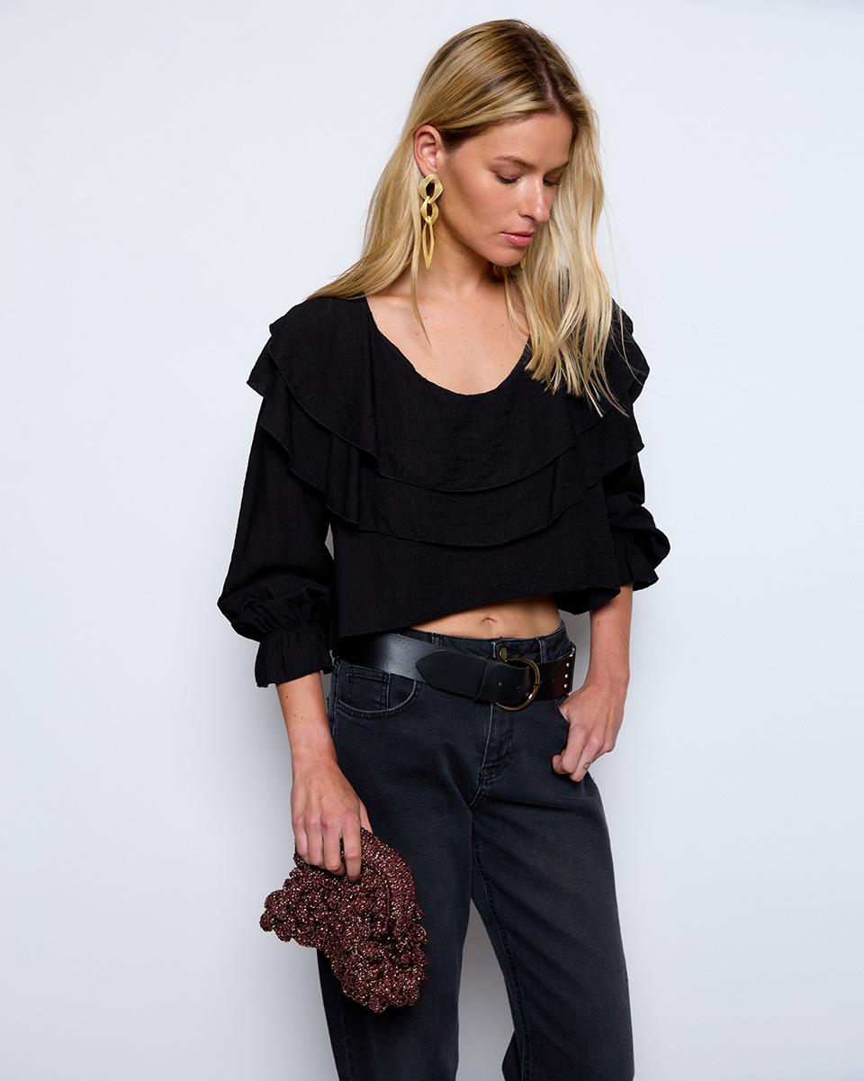 Blusa Volantes Negro