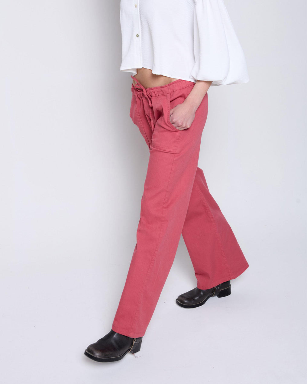 Pink Elastic Bow Jeans