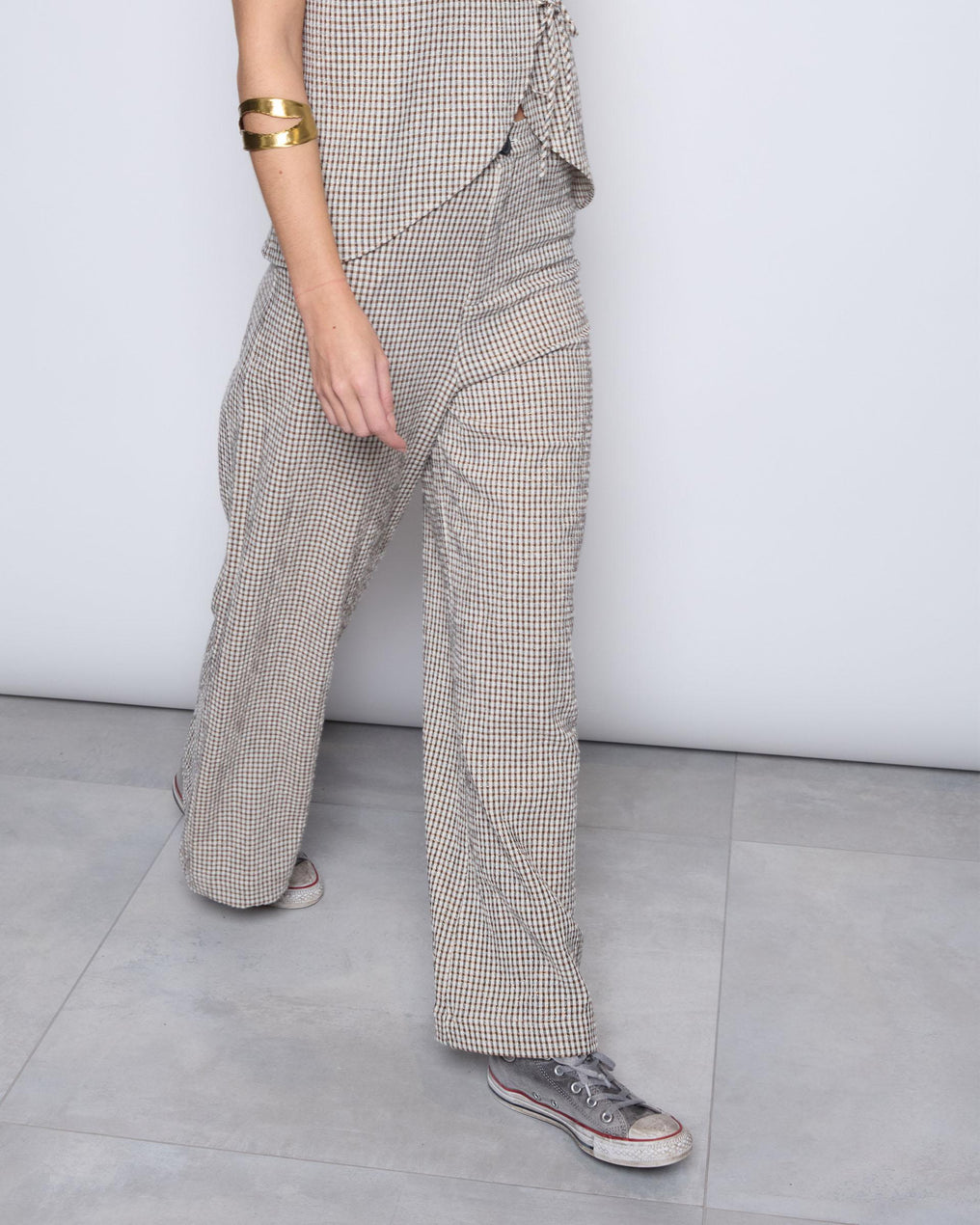 Brown Checkered Trousers