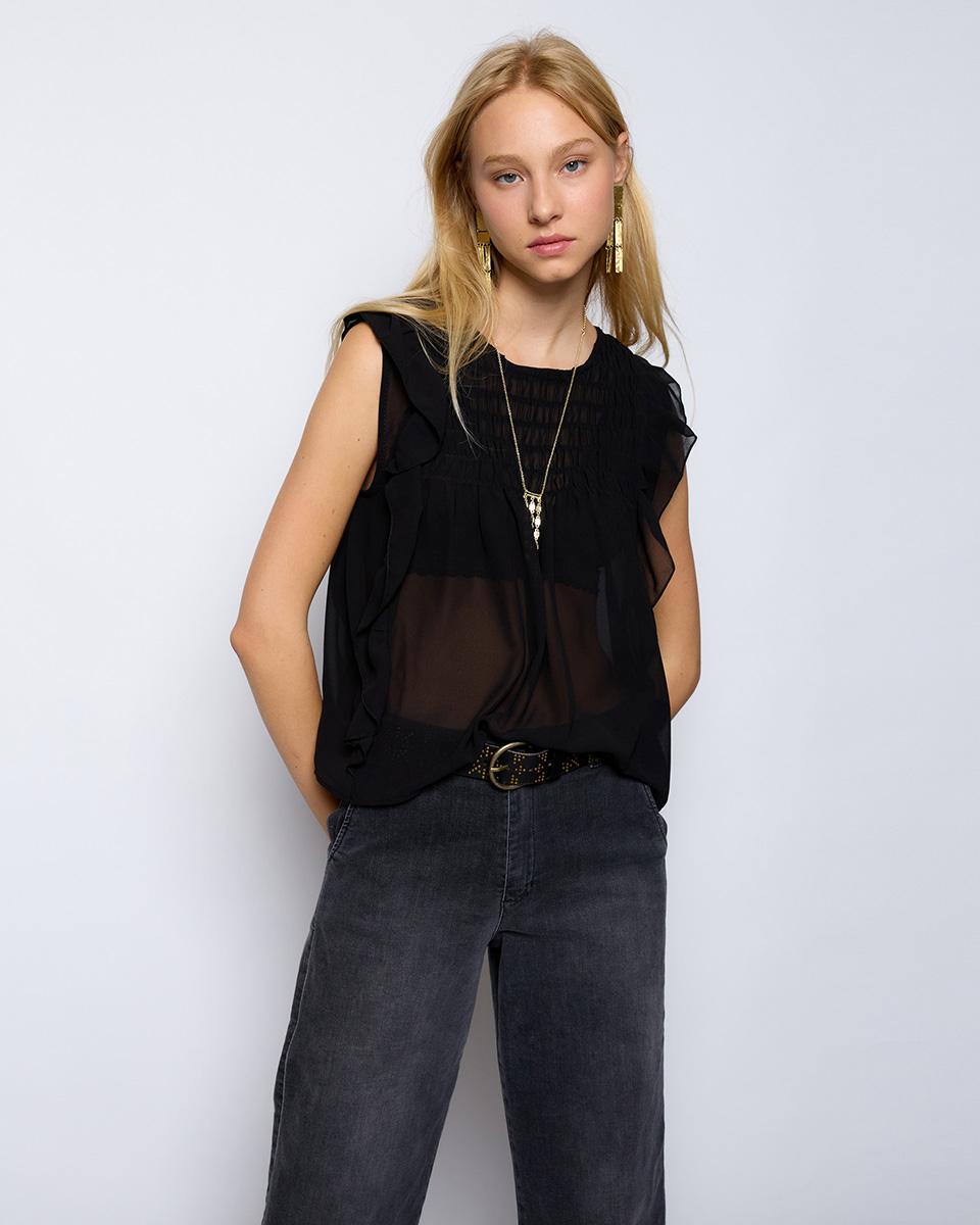 Blusa Gomas Volantes Negro