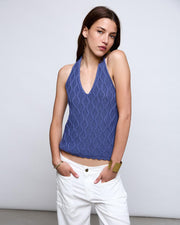 Top Halter Textura Azul - 2