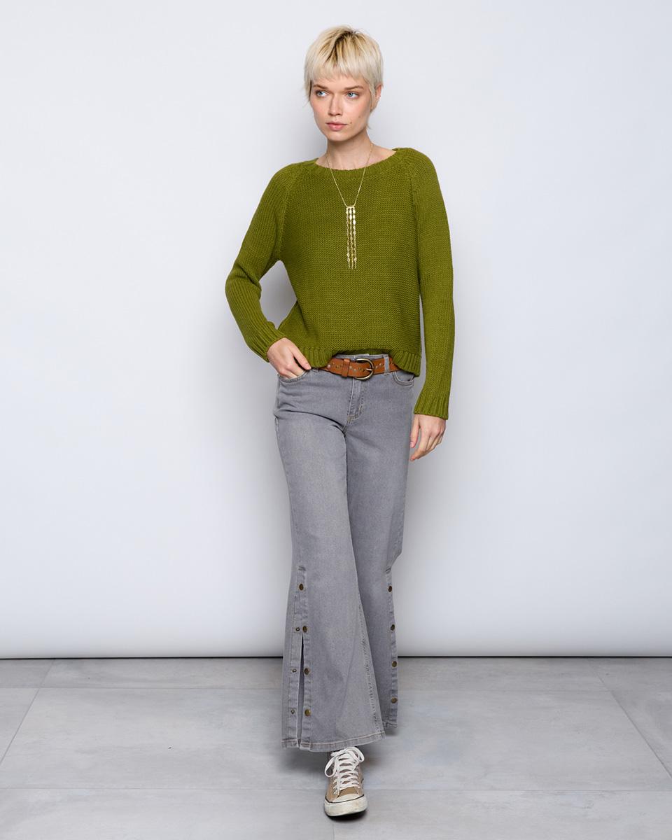 Green Boat Neck Sweater