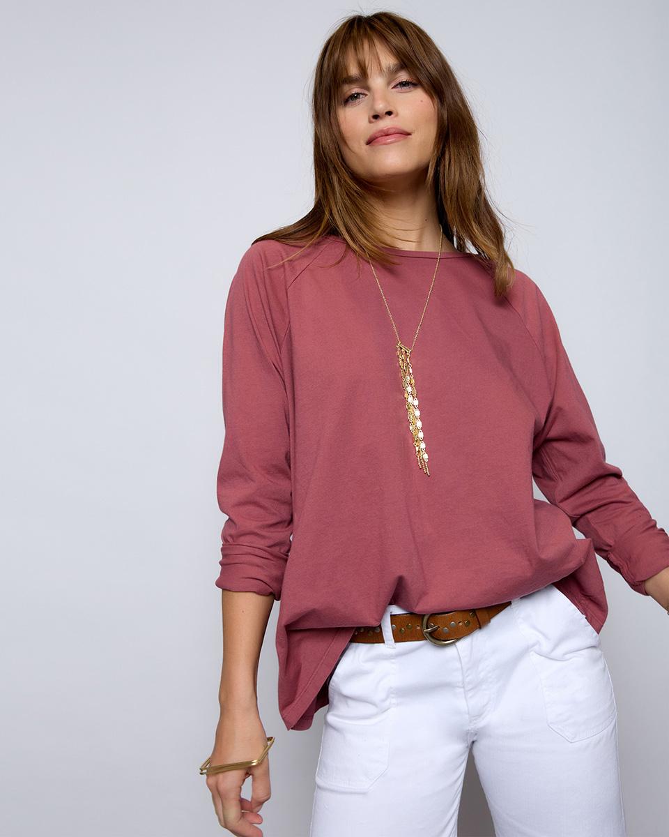 Dark Pink Raglan Sleeve T-Shirt