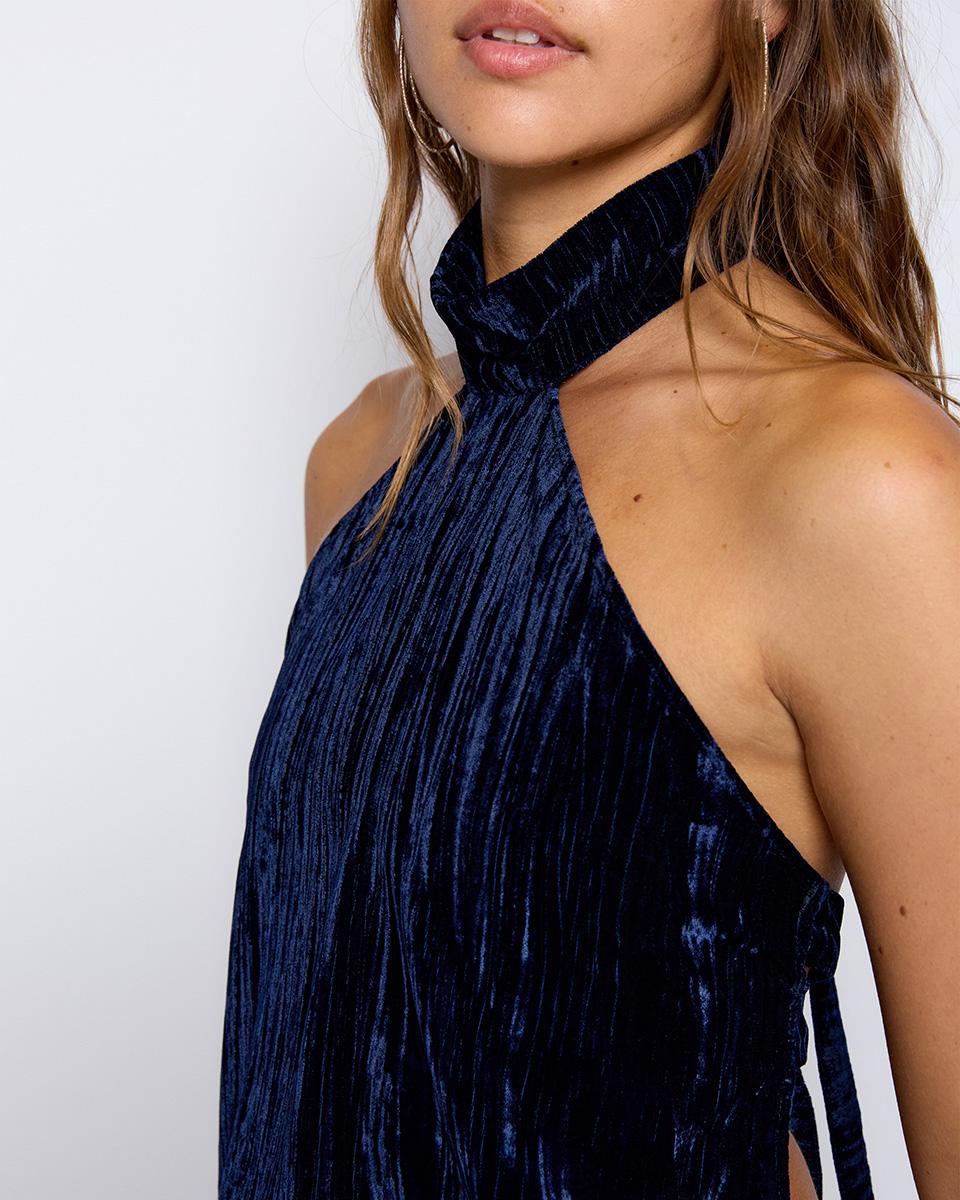 Dark Blue Velvet Top