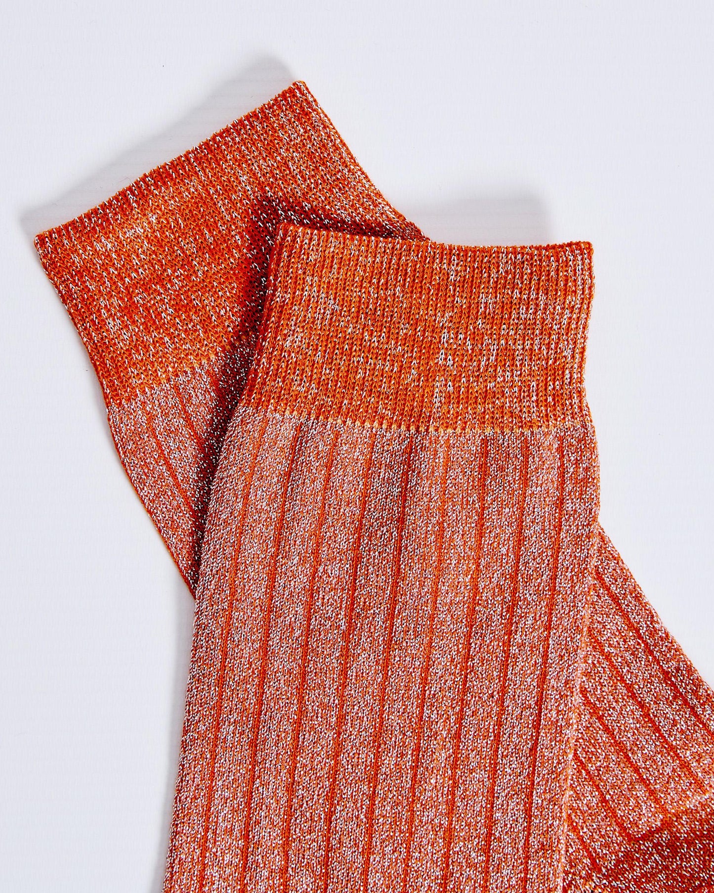 Orange Lurex Mid-Calf Socks