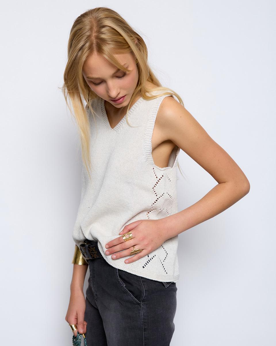 Raw Side Openwork Vest