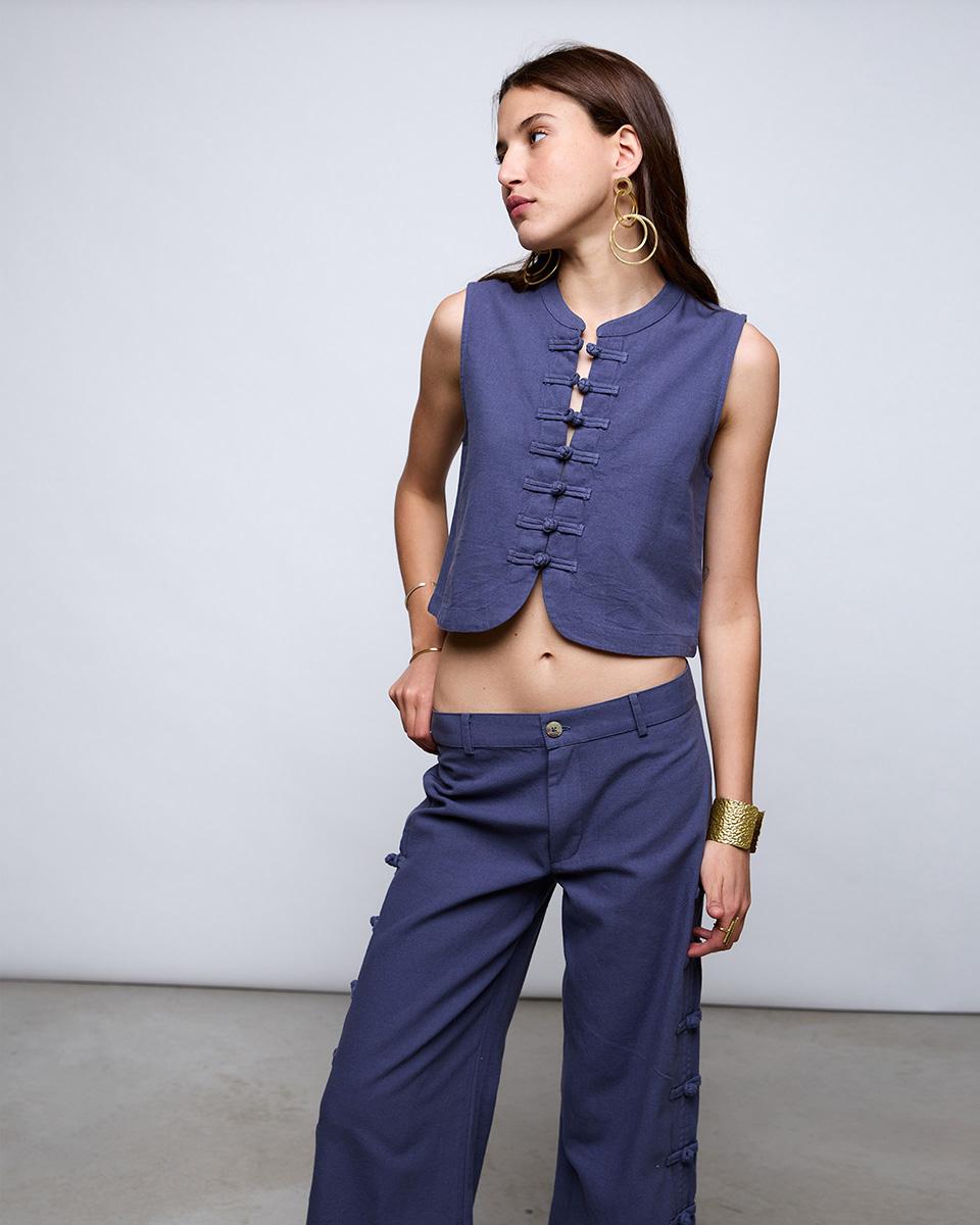 Dark Blue Japanese Knotted Pants