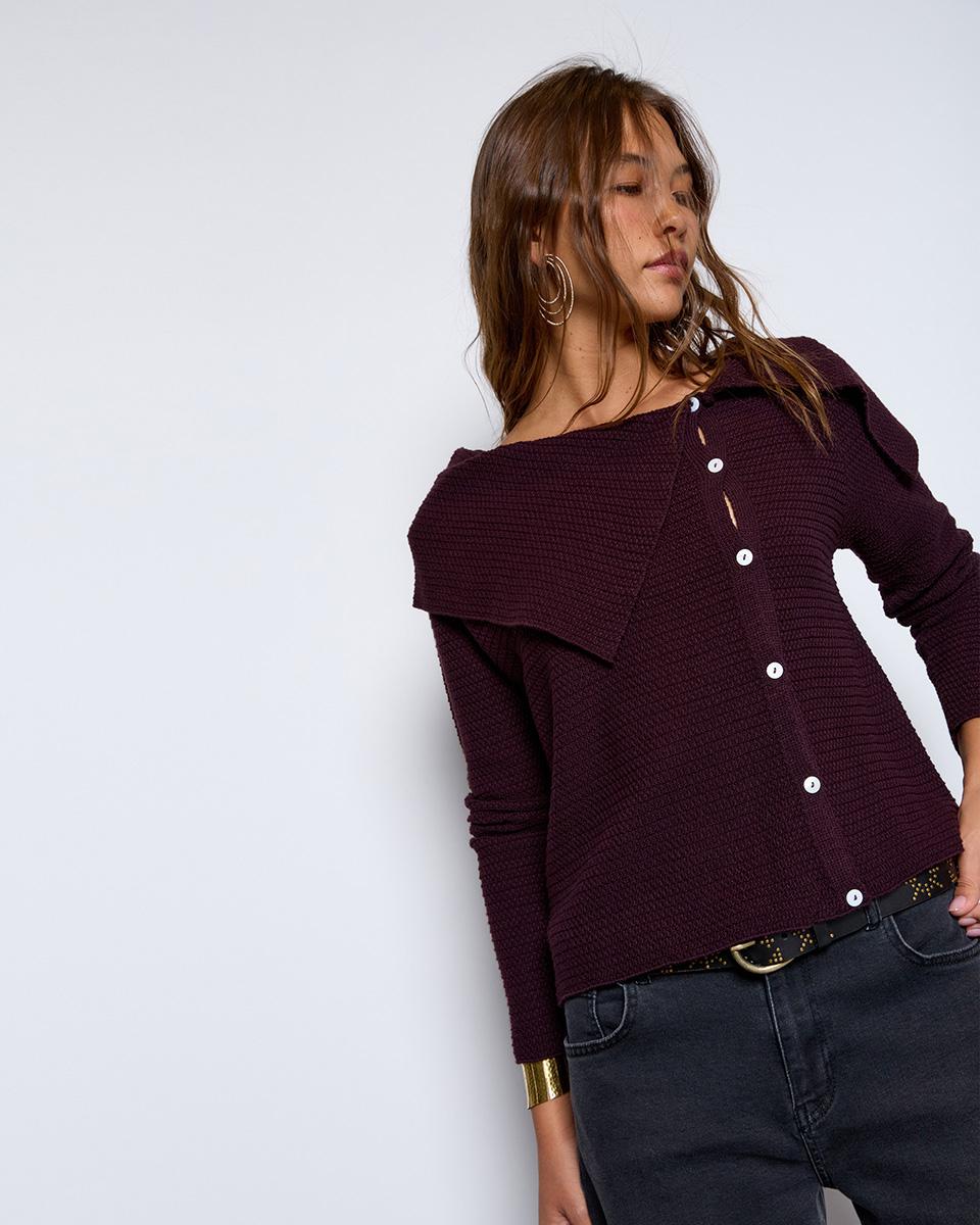 Boat Neck Jacket Aubergine