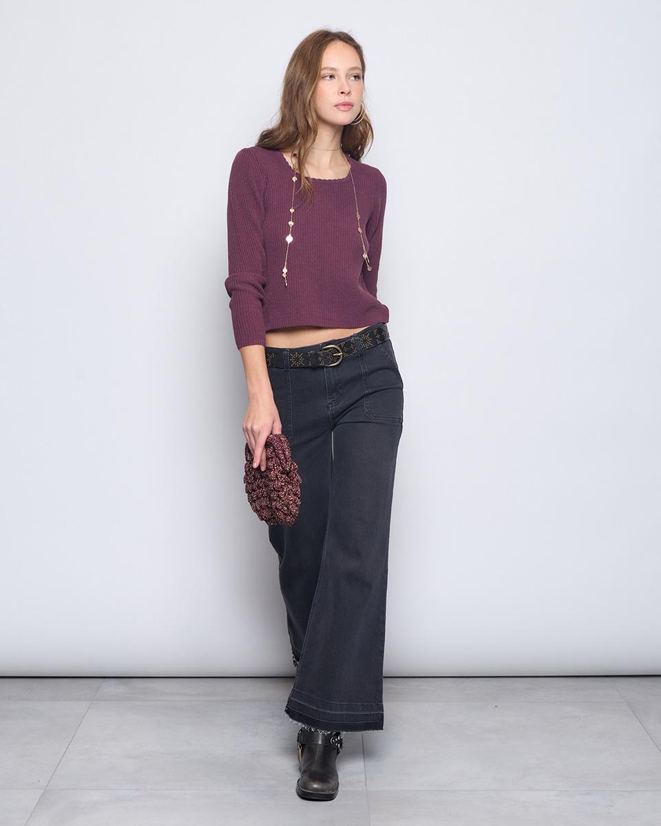 Purple Square Neckline Jersey