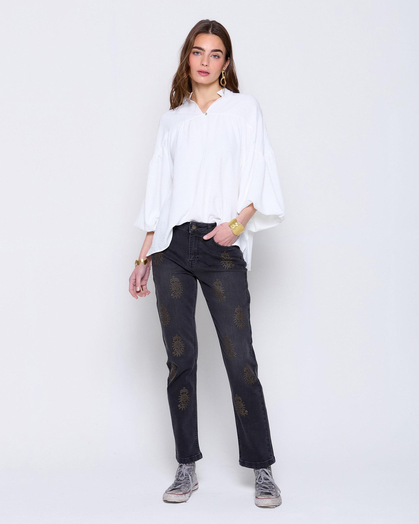 White Yoke Button Blouse