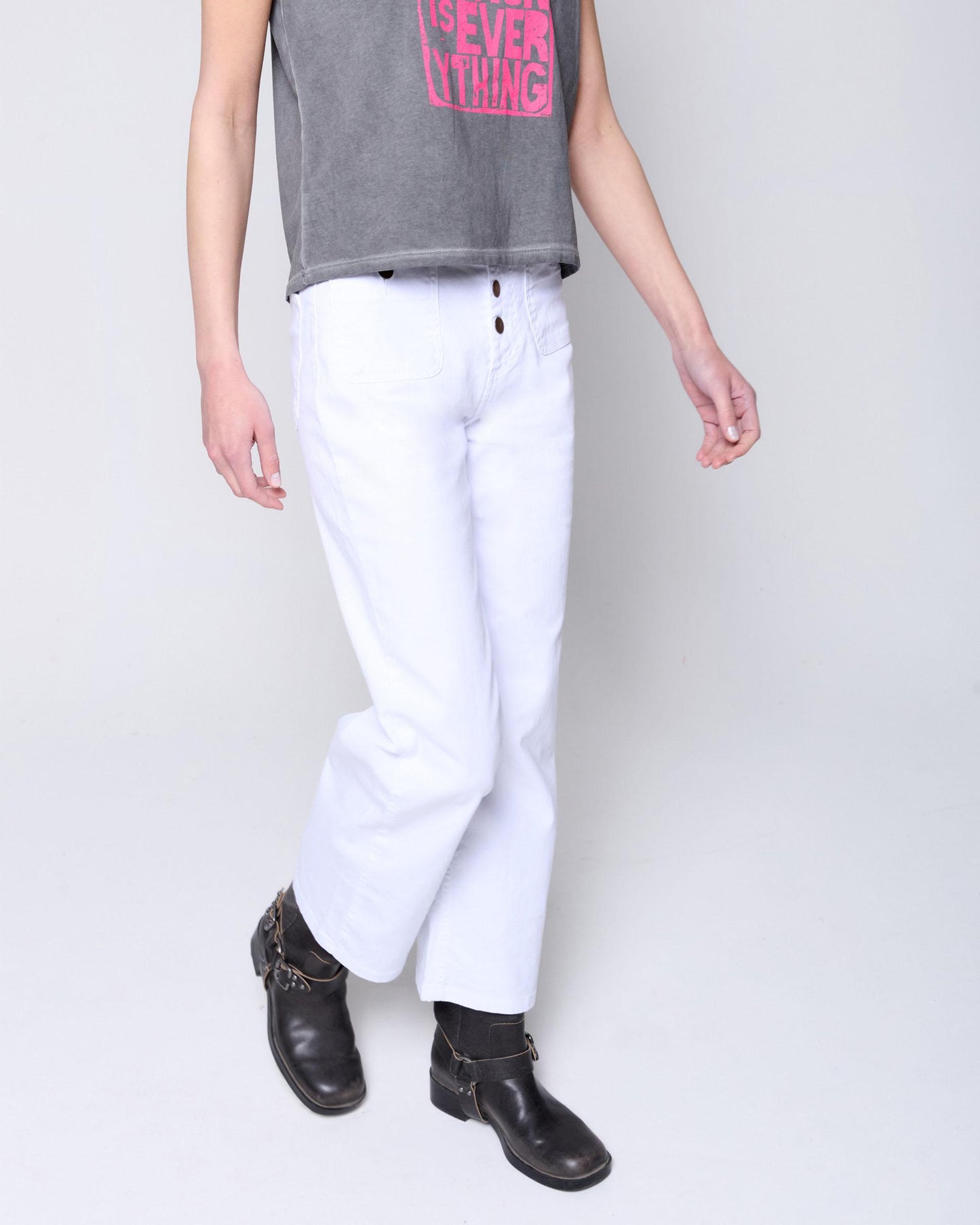 High Waist Jeans with Pockets in White