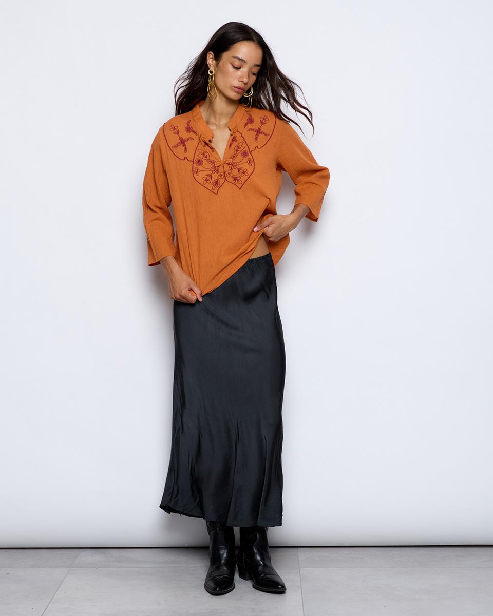 Blusa Bordados Japo Naranja