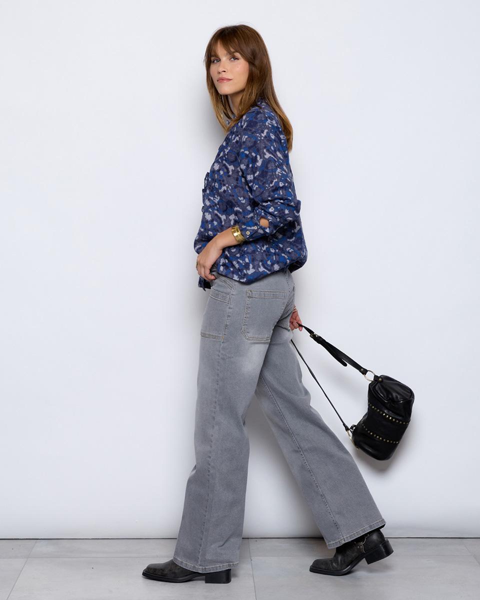 Pantalón Denim Trabillas Gris - 3