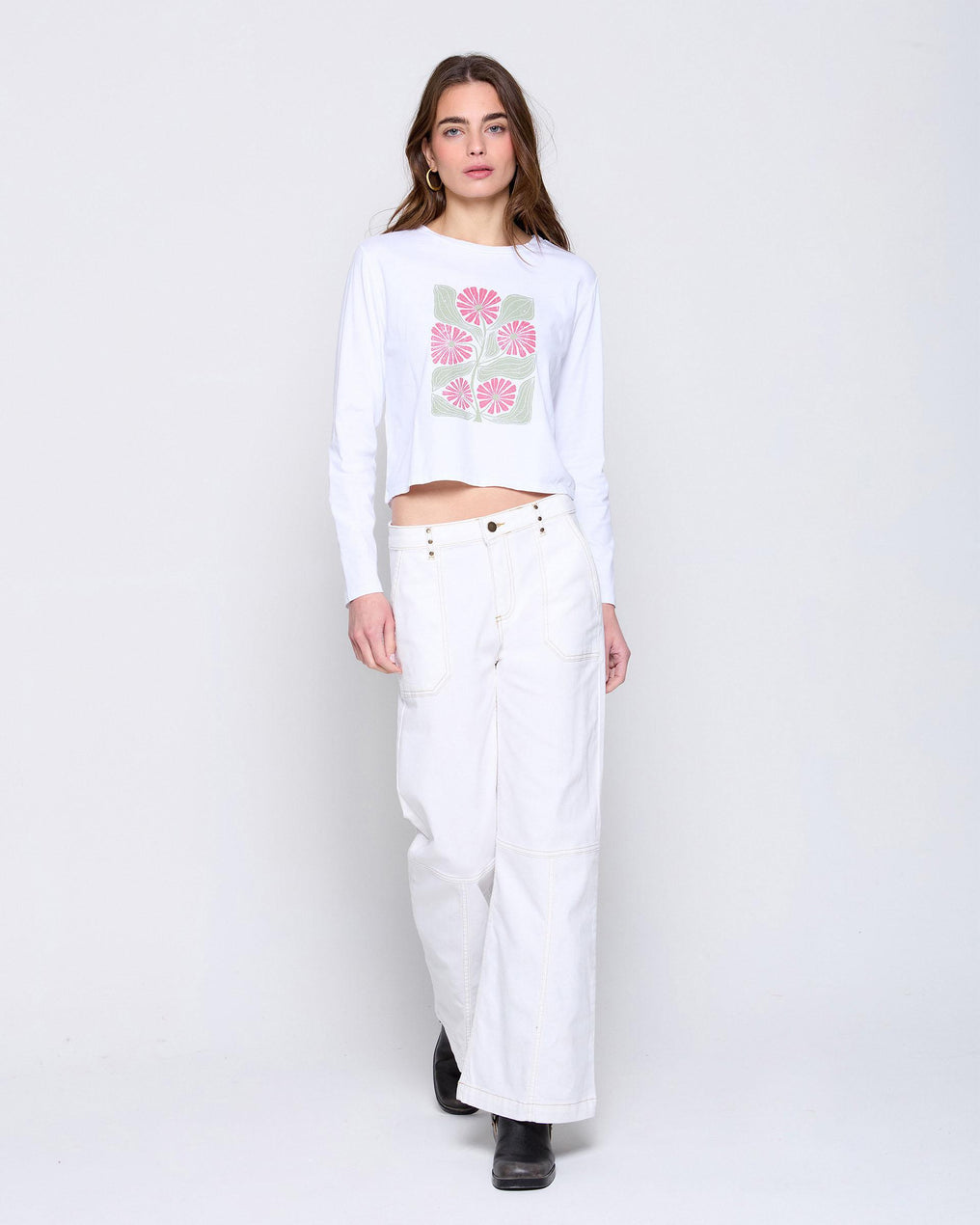 White Studded Worker Jeans