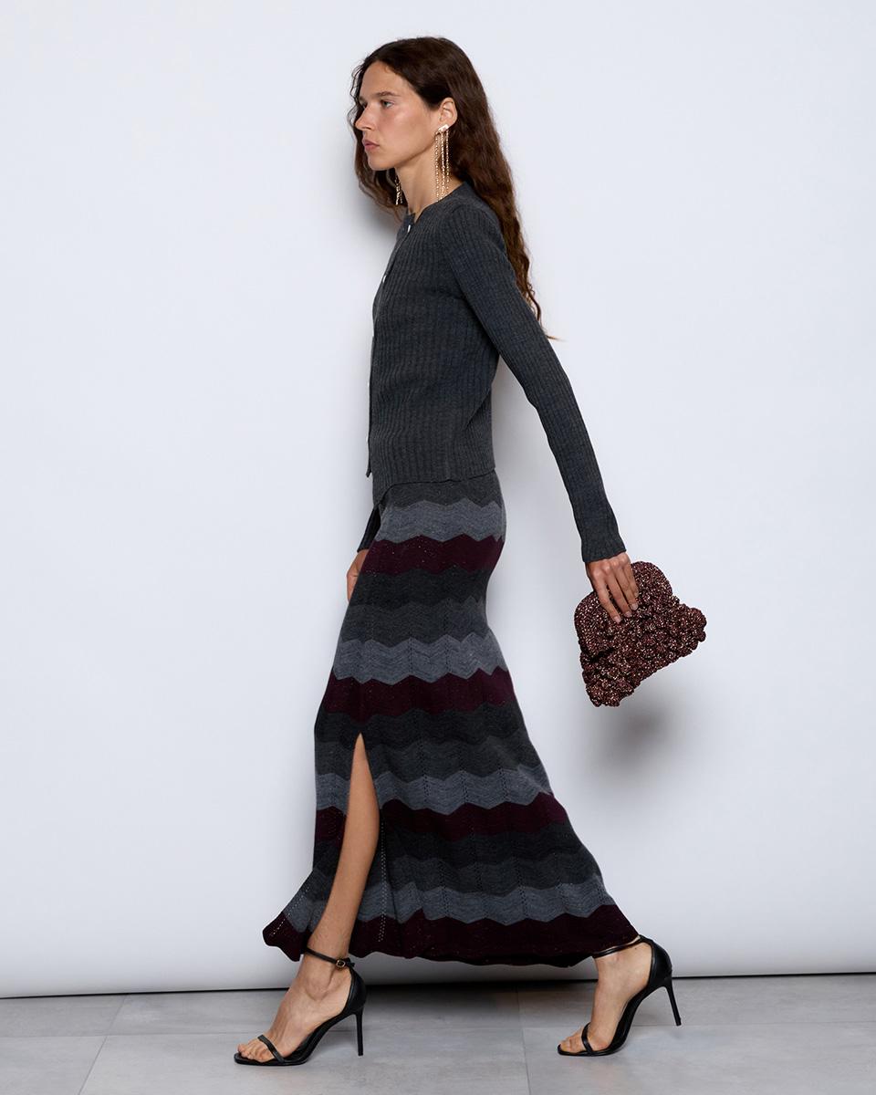 Anthracite Zigzag Long Skirt