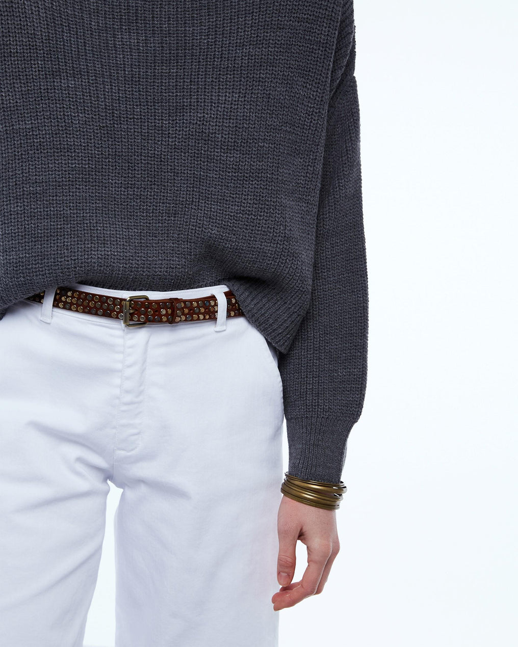 Brown Studded Leather Belt