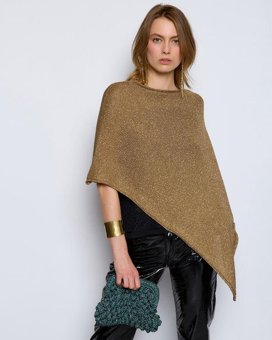 Gold Lurex Knitted Poncho