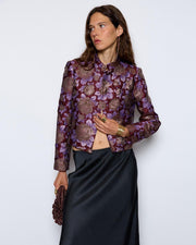 Chaqueta Jacquard Flores Morado - 3