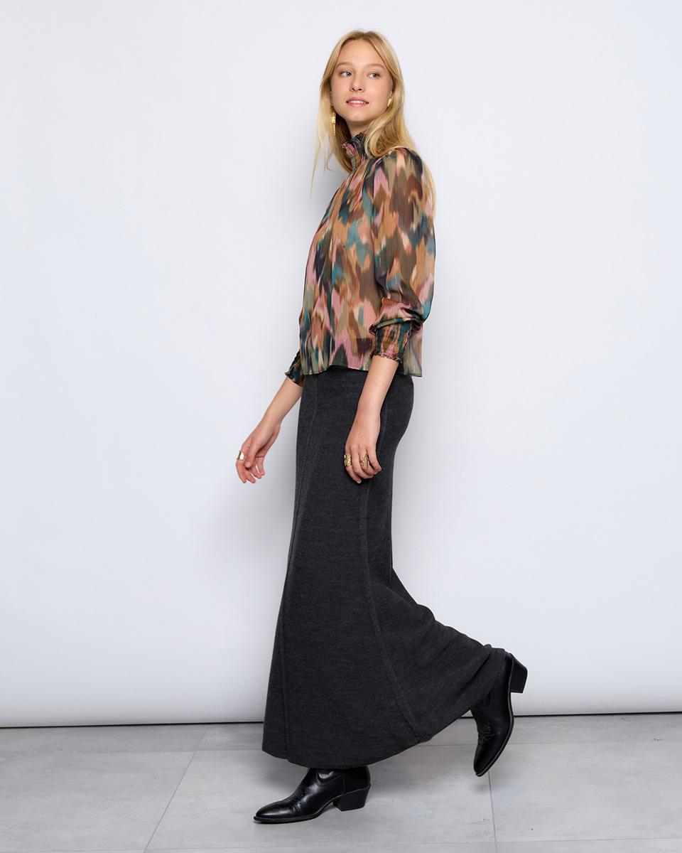 Long Anthracite Knit Skirt