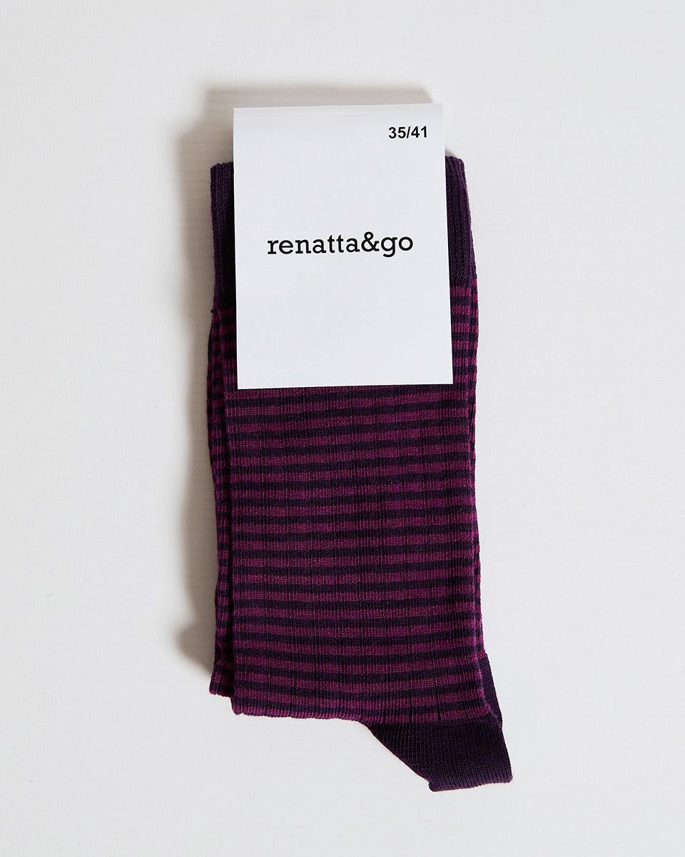 Purple Striped Mid-Calf Socks