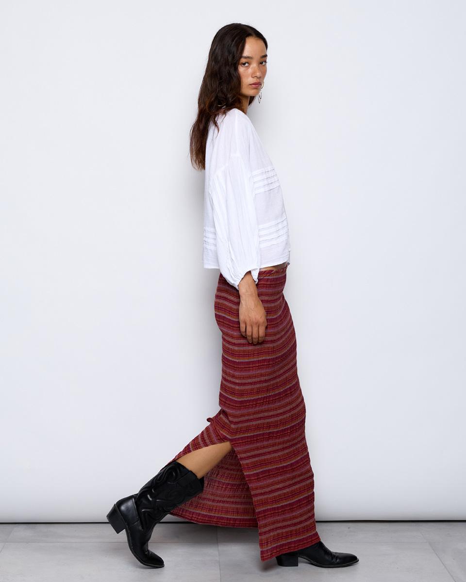 Pink Striped Long Skirt