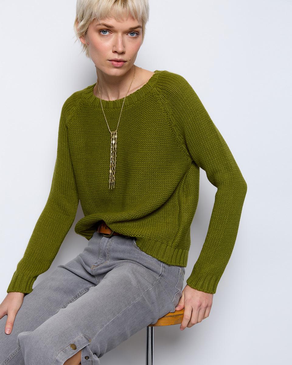 Green Boat Neck Sweater