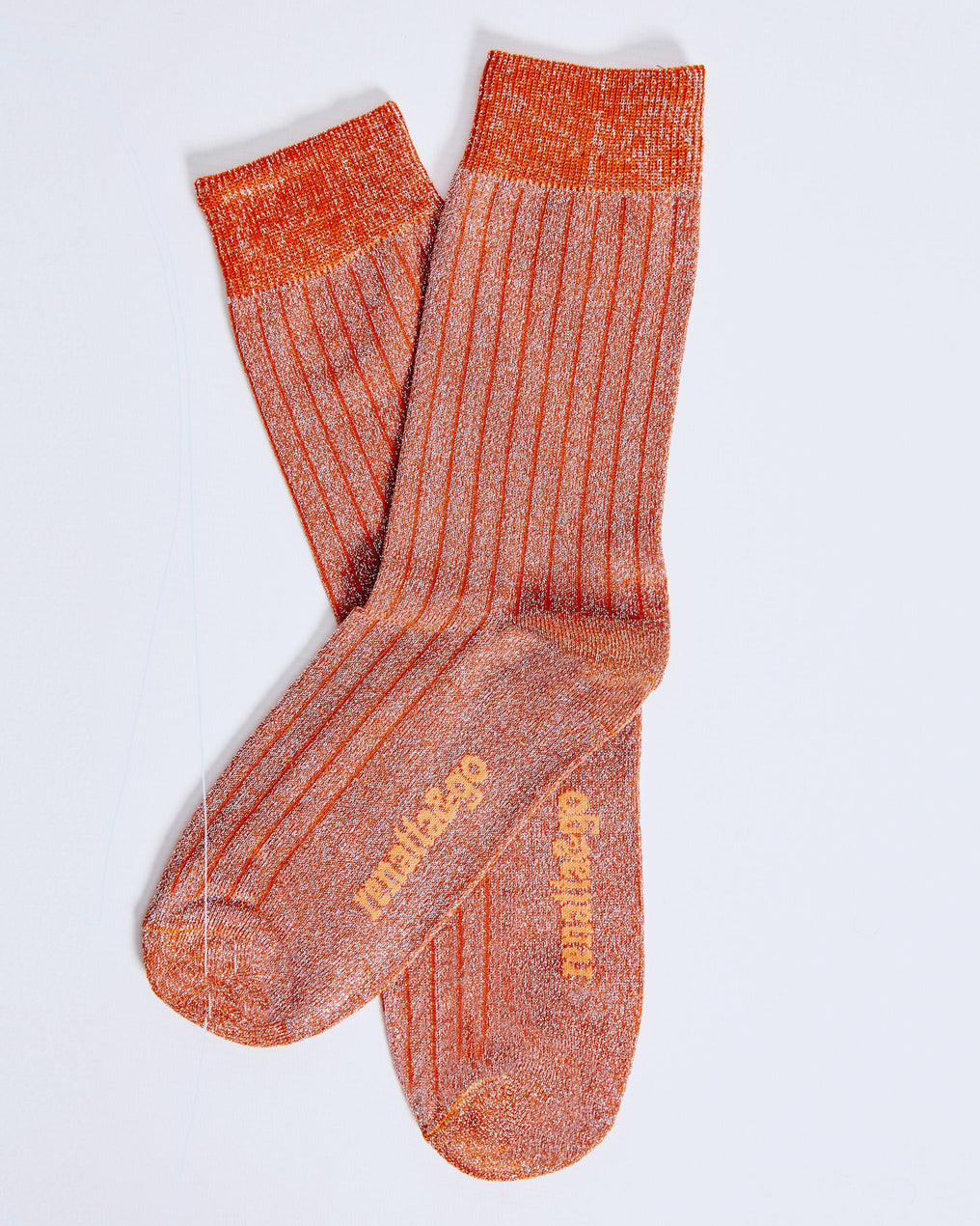 Orange Lurex Mid-Calf Socks