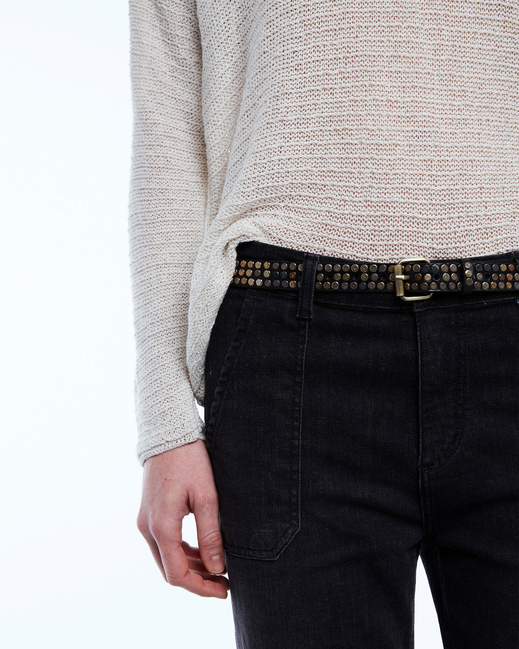 Black Studded Leather Belt