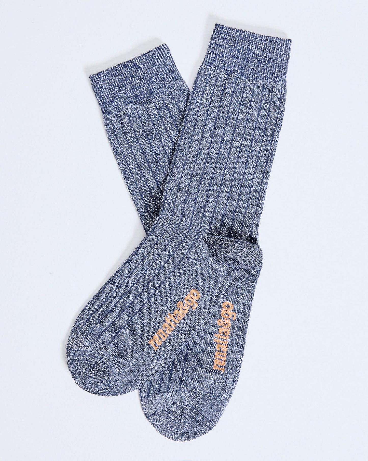 Blue Lurex Mid-Calf Socks