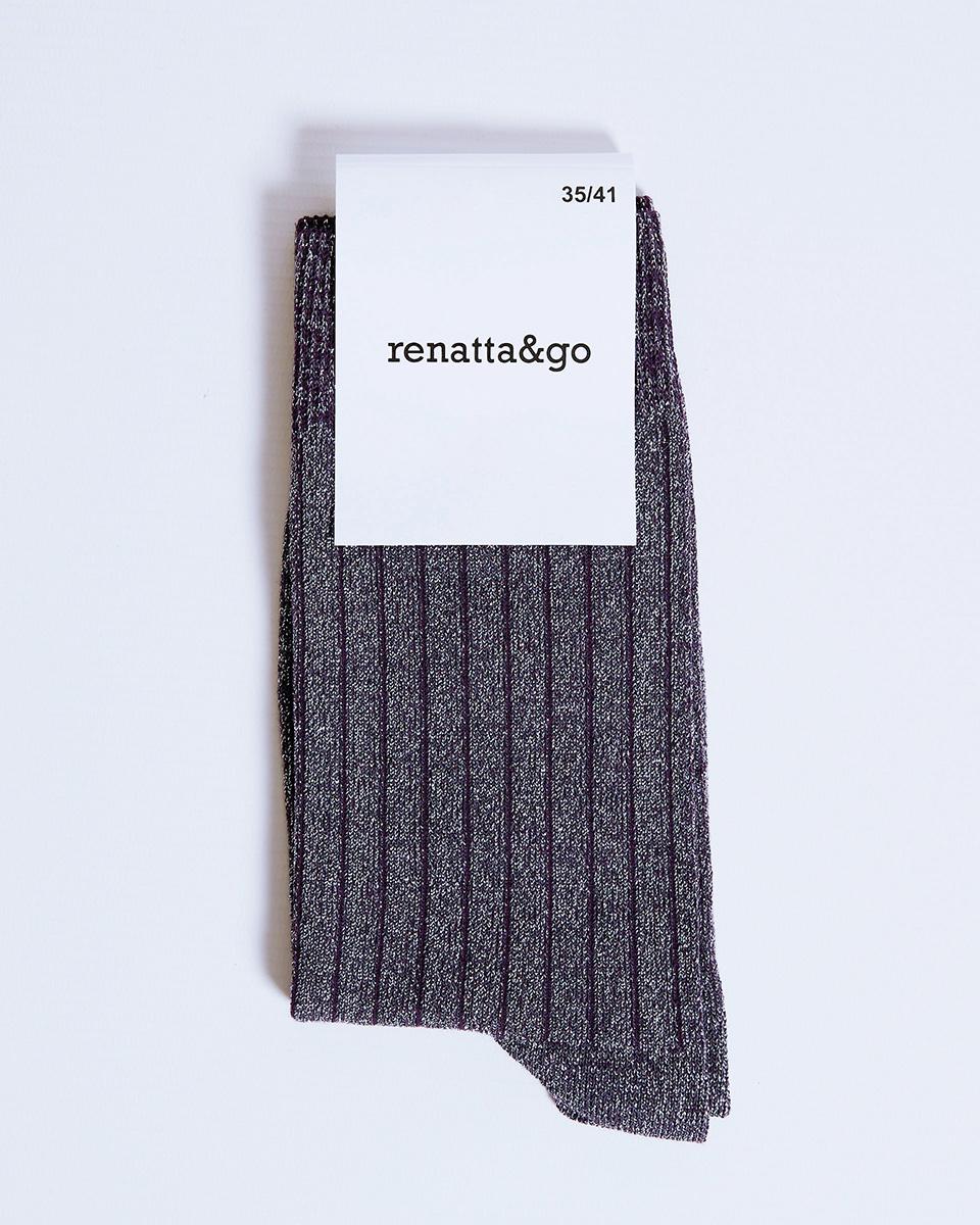 Lurex Eggplant Mid-Calf Socks