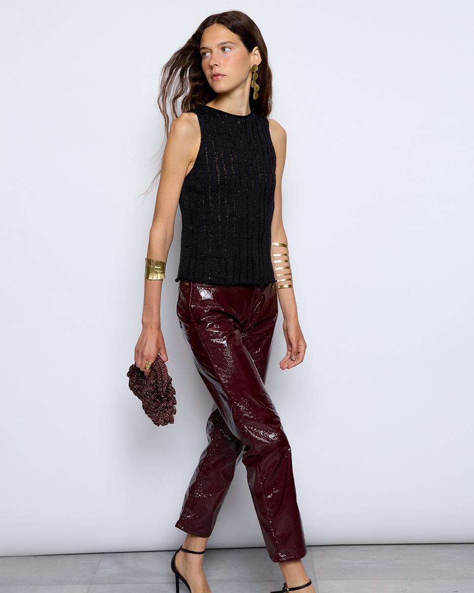 Garnet Shiny Straight Trousers