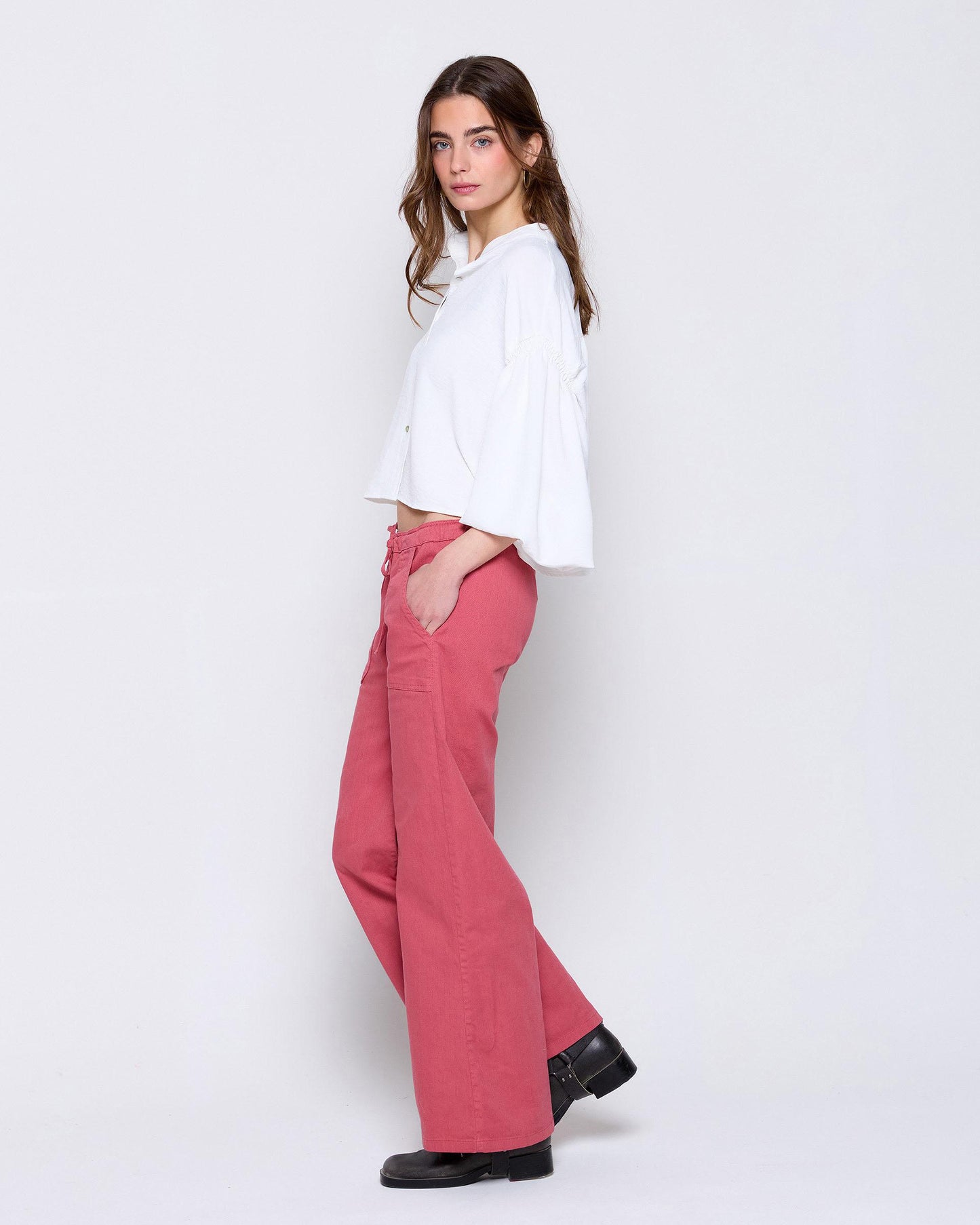 Pink Elastic Bow Jeans