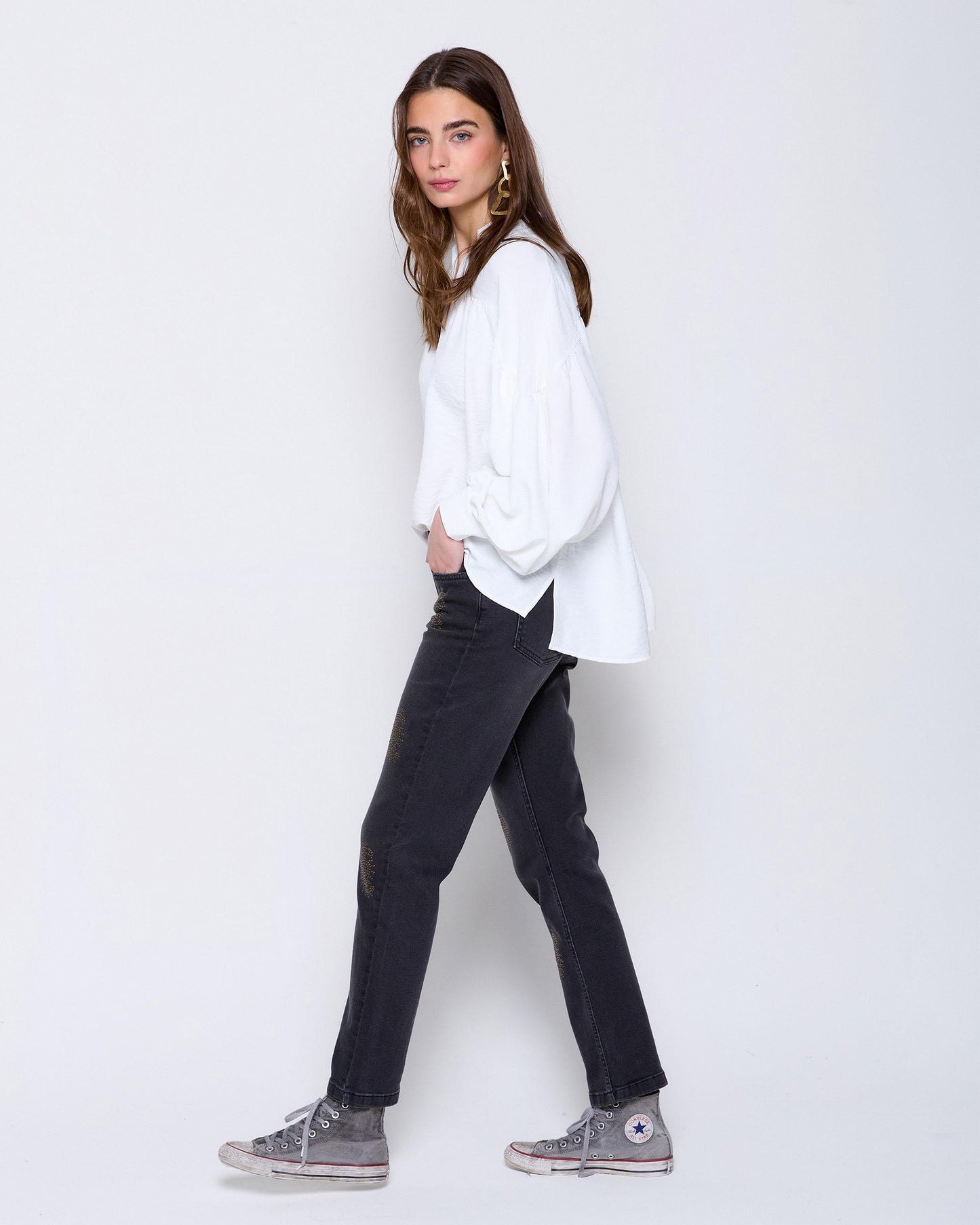 White Yoke Button Blouse