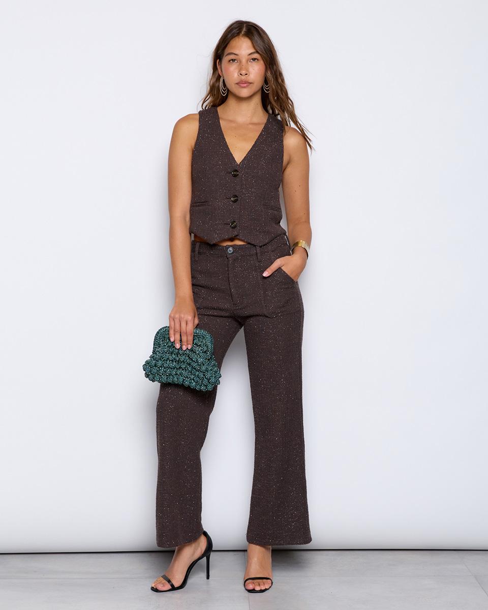 Brown Lurex Tailored Vest