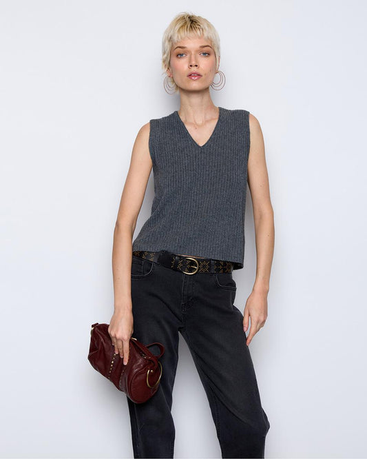 Anthracite Ribbed Knit Vest