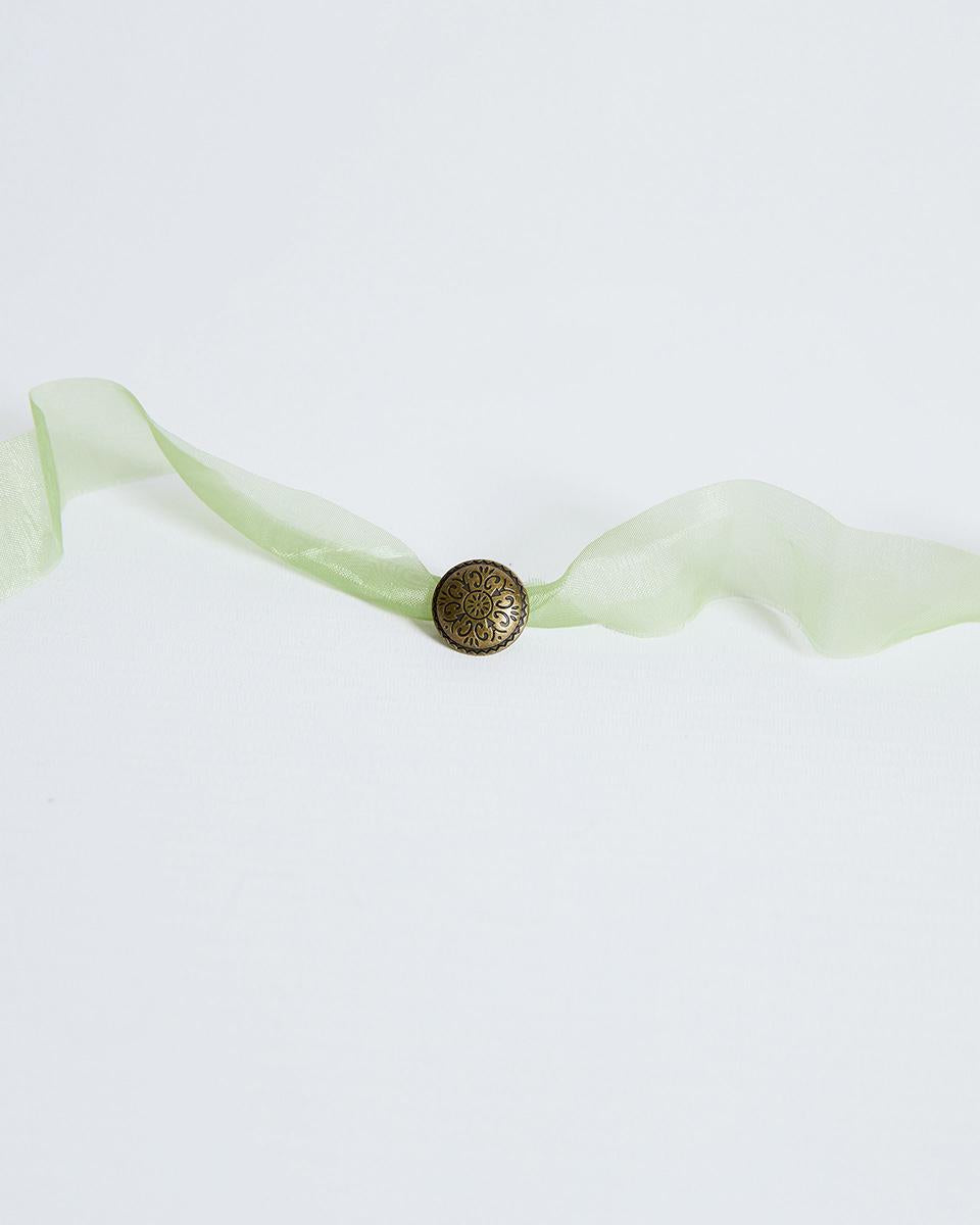 Antique Green Button Organza Chocker