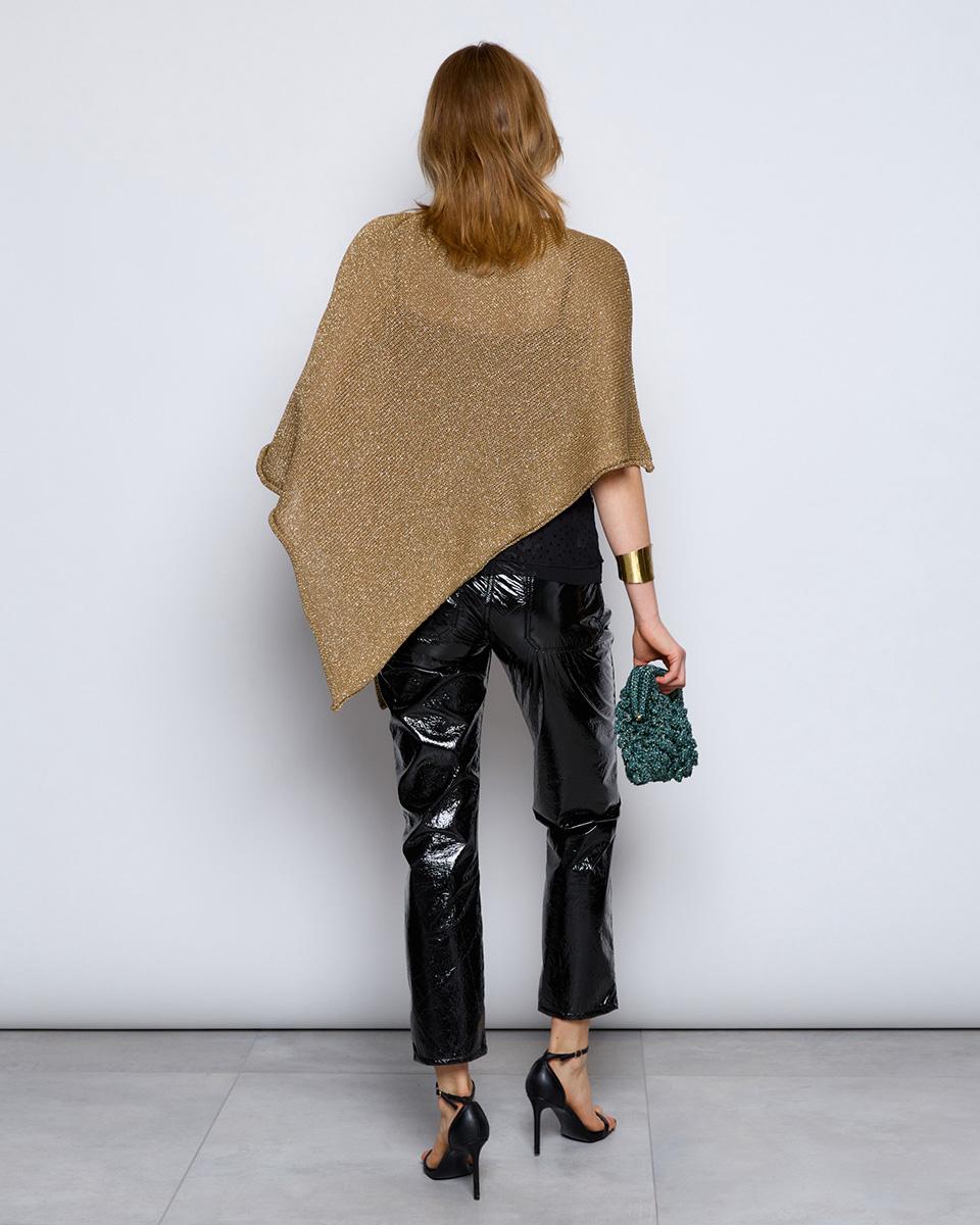 Gold Lurex Knitted Poncho