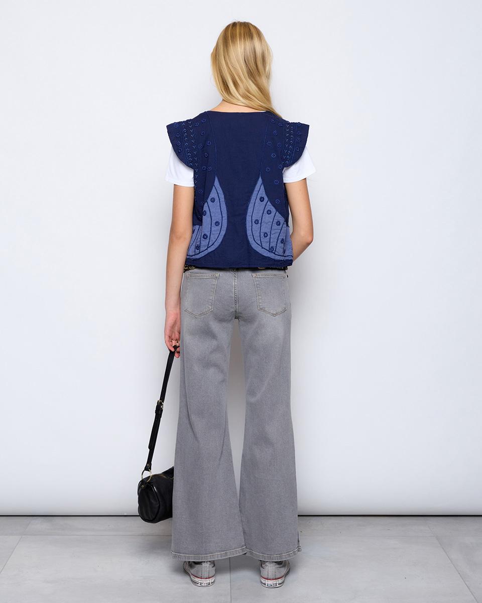 Blue Circles Embroidered Vest