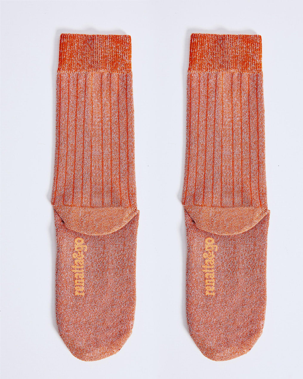 Orange Lurex Mid-Calf Socks