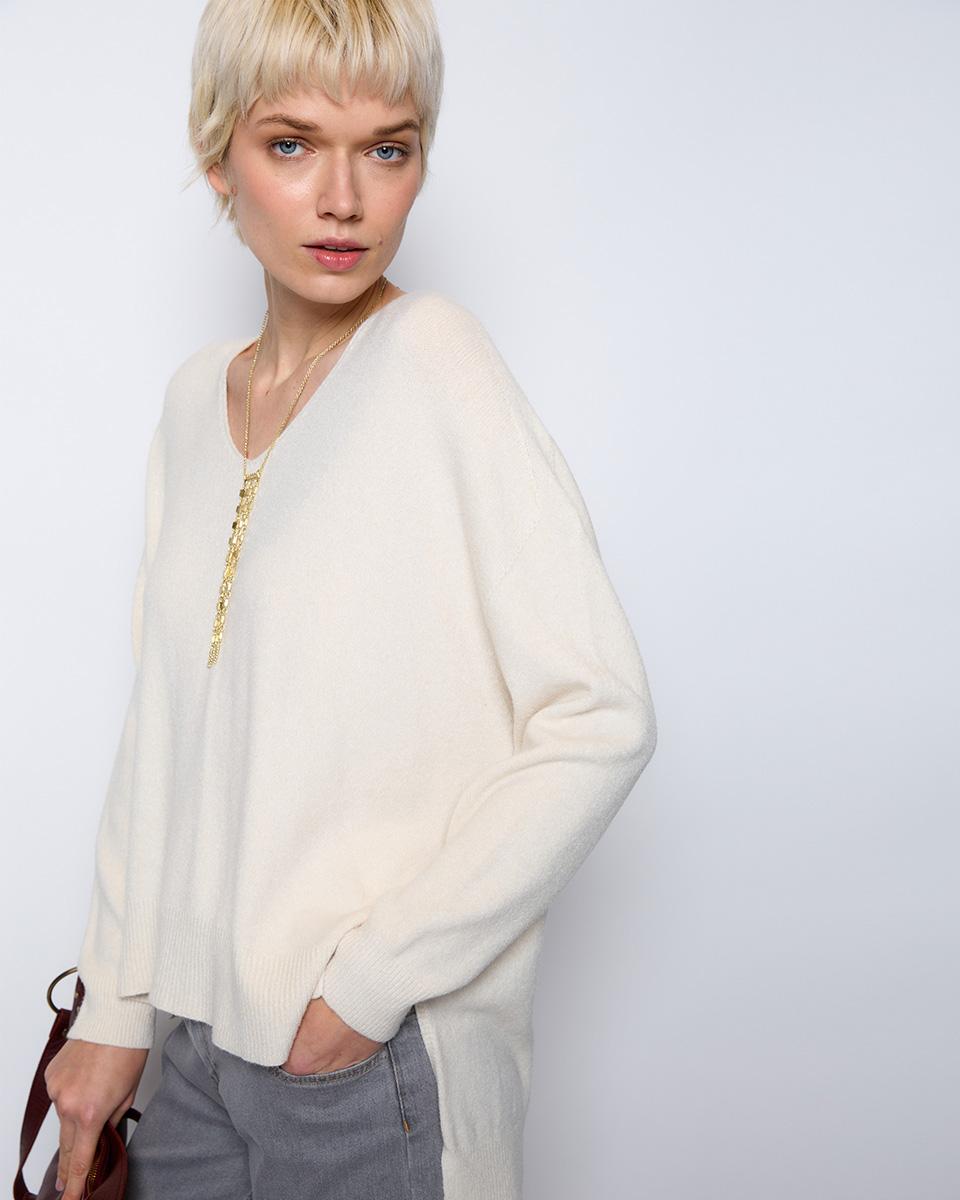 Soft Knit Jersey with Raw V-Neckline