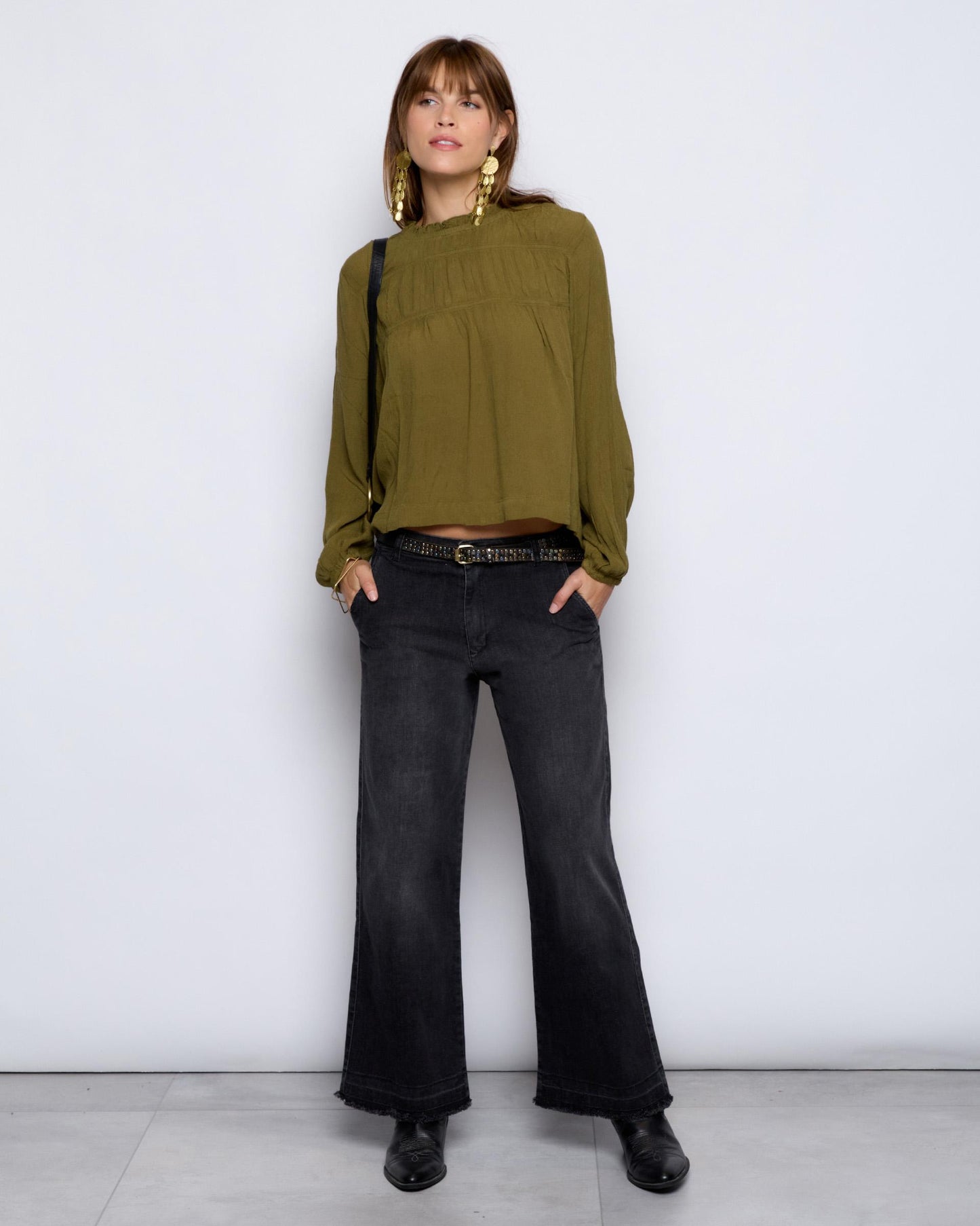 Green Bib Elasticated Blouse