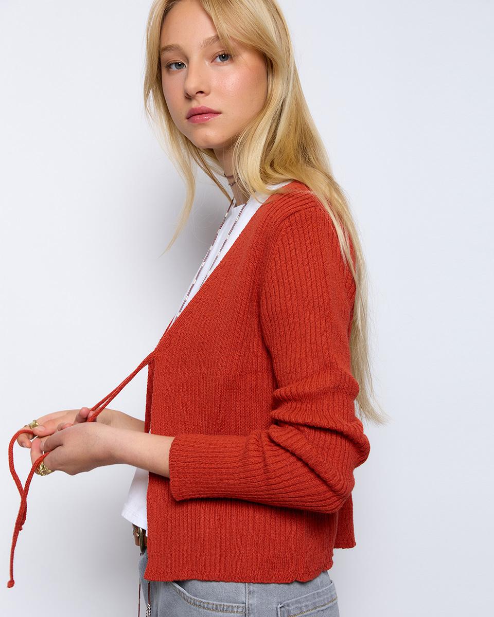 Orange Bow Knitted Jacket