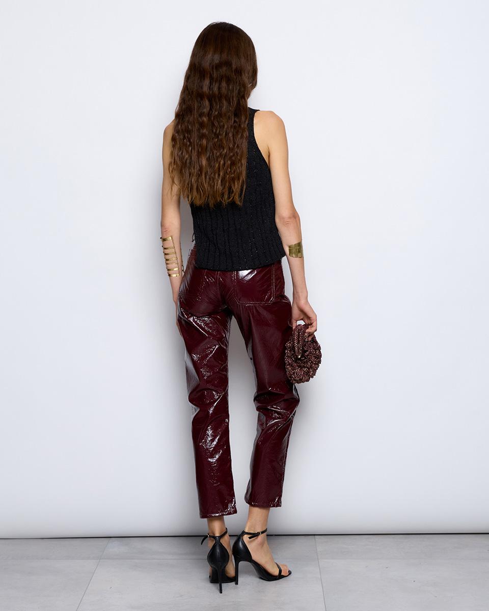 Garnet Shiny Straight Trousers